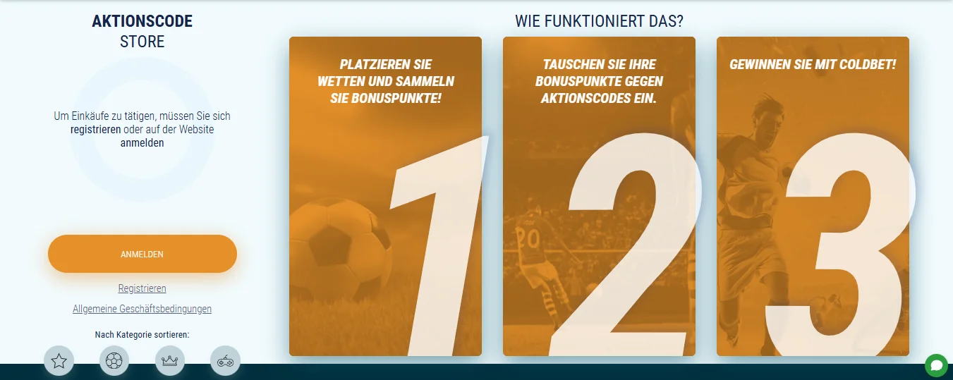 Coldbet Aktionscode Store für Bonuspunkte und Promo-Codes